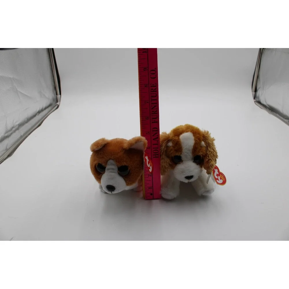 Ty Beanie Babies Dog Plush Set Colin Corgi Barker Spaniel Brown White 6 Inch